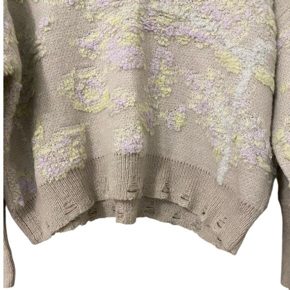 Anthropologie Textured V Neck Sweater XS Gray Oversized Boxy Knit Slouchy - Picture 8 of 13